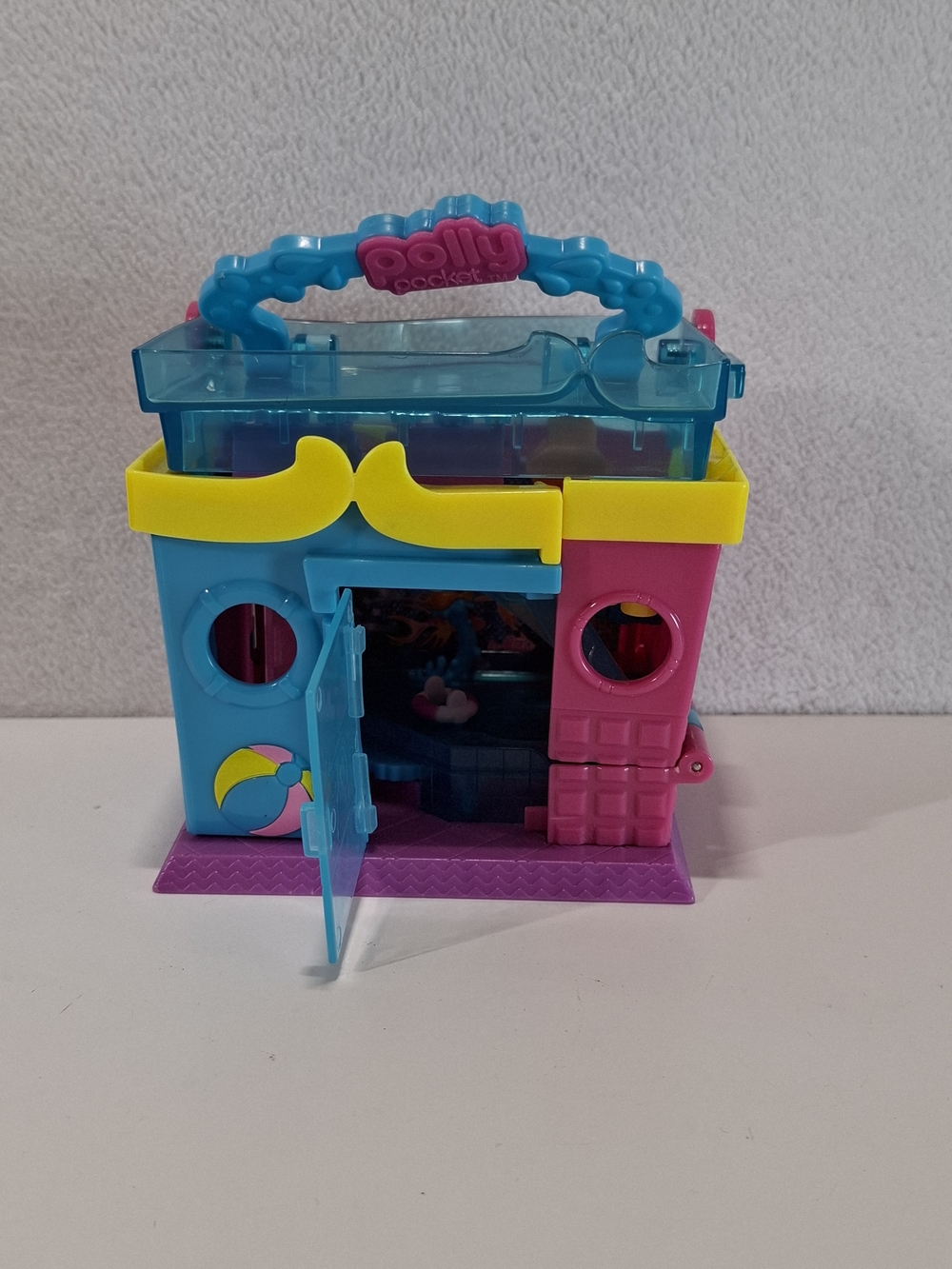 Polly Pocket Blue & Pink Swim House Mini Playset Carry Case